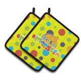 Caroline'S Treasures Little Monster Pair Of Pot Holders, 7.5 X 7.5, Multicolor