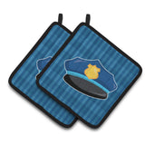 Caroline'S Treasures Bb7007Pthd Police Hat Pair Of Pot Holders, 7.5 X 7.5, Multicolor