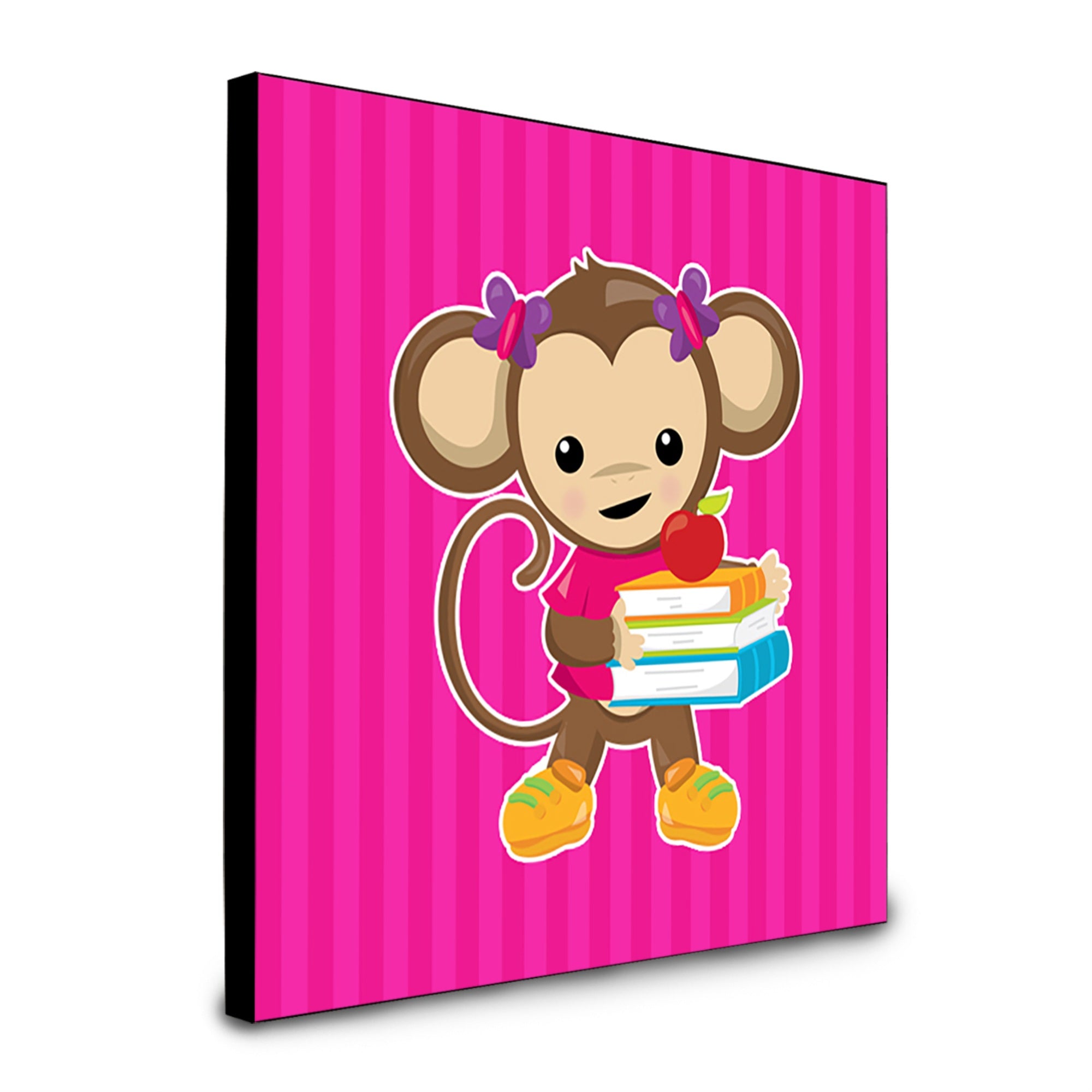 Caroline'S Treasures Monkey And School Books Artwork Panel Wall-Decor, Multicolor