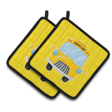 Caroline'S Treasures Bb7019Pthd School Bus Pair Of Pot Holders, 7.5 X 7.5, Multicolor