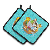 Caroline'S Treasures Noah'S Ark Pair Of Pot Holders, 7.5 X 7.5, Multicolor