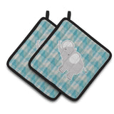Caroline'S Treasures Elephant Pair Of Pot Holders, 7.5 X 7.5, Multicolor