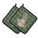 Caroline'S Treasures Bb7023Pthd Monkey Pair Of Pot Holders, 7.5 X 7.5, Multicolor
