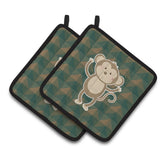 Caroline'S Treasures Bb7025Pthd Monkey Pair Of Pot Holders, 7.5 X 7.5, Multicolor
