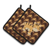 Caroline'S Treasures Tiger Pair Of Pot Holders, 7.5 X 7.5, Multicolor