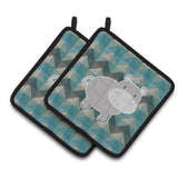 Caroline'S Treasures Bb7031Pthd Hippopotamus Pair Of Pot Holders, 7.5 X 7.5, Multicolor