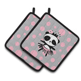Caroline'S Treasures Bb7035Pthd Panda Bear Ballerina Pair Of Pot Holders, 7.5 X 7.5, Multicolor