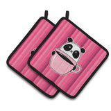 Caroline'S Treasures Bb7038Pthd Panda Bear Coffee Pair Of Pot Holders, 7.5 X 7.5, Multicolor