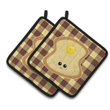Caroline'S Treasures Buttered Toast Face Pair Of Pot Holders, 7.5 X 7.5, Multicolor