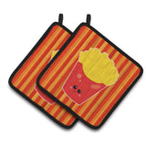 Caroline'S Treasures Bb7050Pthd French Fries Face Pair Of Pot Holders, 7.5 X 7.5, Multicolor