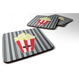 Caroline'S Treasures Popcorn Face Foam Coaster Set Of 4, 3.5, Multicolor