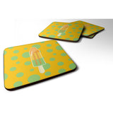 Caroline'S Treasures Ice Pop Popcicle Orange Green Foam Coaster Set Of 4, 3.5, Multicolor