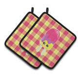 Caroline'S Treasures Bb7068Pthd Ice Pop Popcicle Face Gingham Pair Of Pot Holders, 7.5 X 7.5, Multicolor