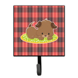 Caroline'S Treasures Puppy On Black Red Gingham Wall Hook, Small, Multicolor