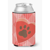Caroline'S Treasures Puppy Pawprint Heart Can Or Bottle Hugger, Can Hugger, Multicolor