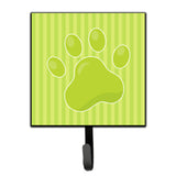 Caroline'S Treasures Puppy Pawprint Green Stripes Wall Hook, Small, Multicolor