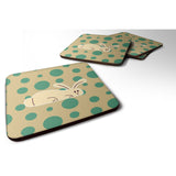 Caroline'S Treasures Rabbit On Polkadots Foam Coaster Set Of 4, 3.5, Multicolor