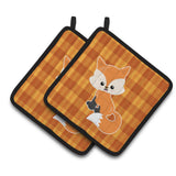 Caroline'S Treasures Bb7087Pthd Baby Fox Gingham Pair Of Pot Holders, 7.5 X 7.5, Multicolor