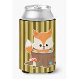 Caroline'S Treasures Baby Fox Tree Stripes Can Or Bottle Hugger, Can Hugger, Multicolor