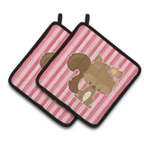 Caroline'S Treasures Bb7094Pthd Squirrel With Flowers Pair Of Pot Holders, 7.5 X 7.5, Multicolor