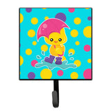 Caroline'S Treasures Duck In The Rain On Polkadots Wall Hook, Small, Multicolor