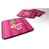 Caroline'S Treasures Stawberry As Sweet As Can Be Foam Coaster Set Of 4, 3.5, Multicolor