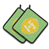 Caroline'S Treasures Bb7108Pthd Lemon Life Is Good Pair Of Pot Holders, 7.5 X 7.5, Multicolor