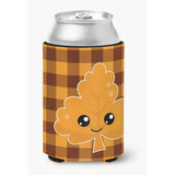 Caroline'S Treasures Fall Leaf On Gingham Can Or Bottle Hugger, Can Hugger, Multicolor