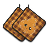 Caroline'S Treasures Fall Leaf On Gingham Pair Of Pot Holders, 7.5 X 7.5, Multicolor