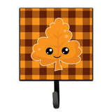 Caroline'S Treasures Fall Leaf On Gingham Wall Hook, Small, Multicolor