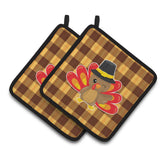 Caroline'S Treasures Bb7114Pthd Thanksgiving Turkey Wink Pair Of Pot Holders, 7.5 X 7.5, Multicolor