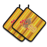 Caroline'S Treasures Bb7115Pthd Thanksgiving Turkey Give Thanks Pair Of Pot Holders, 7.5 X 7.5, Multicolor