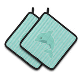 Caroline'S Treasures Bb7120Pthd Dolphin Pair Of Pot Holders, 7.5 X 7.5, Multicolor