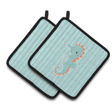 Caroline'S Treasures Bb7124Pthd Seahorse Pair Of Pot Holders, 7.5 X 7.5, Multicolor