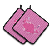 Caroline'S Treasures Pink Crab Pair Of Pot Holders, 7.5 X 7.5, Multicolor