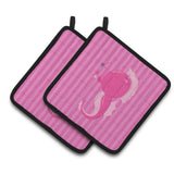 Caroline'S Treasures Pink Seahorse Pair Of Pot Holders, 7.5 X 7.5, Multicolor