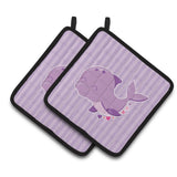 Caroline'S Treasures Bb7132Pthd Purple Dolphin Pair Of Pot Holders, 7.5 X 7.5, Multicolor