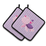 Caroline'S Treasures Bb7133Pthd Pink And Purple Turtle Pair Of Pot Holders, 7.5 X 7.5, Multicolor