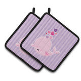 Caroline'S Treasures Bb7134Pthd Pink Whale Pair Of Pot Holders, 7.5 X 7.5, Multicolor