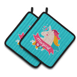 Caroline'S Treasures Bb7141Pthd Unicorn Magical Pair Of Pot Holders, 7.5 X 7.5, Multicolor