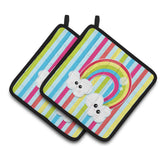 Caroline'S Treasures Bb7151Pthd Weather Rainbow Face Pair Of Pot Holders, 7.5 X 7.5, Multicolor
