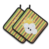 Caroline'S Treasures Weather Partly Cloudy Face Pair Of Pot Holders, 7.5 X 7.5, Multicolor