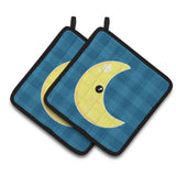Caroline'S Treasures Bb7156Pthd Weather Moon Face Pair Of Pot Holders, 7.5 X 7.5, Multicolor