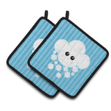 Caroline'S Treasures Bb7158Pthd Weather Snowing Face Pair Of Pot Holders, 7.5 X 7.5, Multicolor