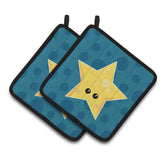 Caroline'S Treasures Bb7159Pthd Weather Night Star Face Pair Of Pot Holders, 7.5 X 7.5, Multicolor