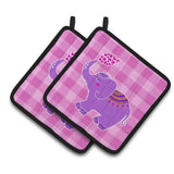 Caroline'S Treasures Bb7161Pthd Purple Elephant Pair Of Pot Holders, 7.5 X 7.5, Multicolor