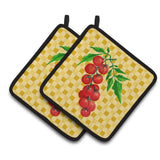 Caroline'S Treasures Cherry Tomato On Basketweave Decorated Pot Holder, 7.5Hx7.5W, Multicolor