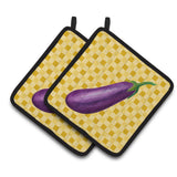 Caroline'S Treasures Eggplant On Basketweave Decorated Pot Holder, 7.5Hx7.5W, Multicolor