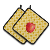 Caroline'S Treasures Whole Apple On Basketweave Decorated Pot Holder, 7.5Hx7.5W, Multicolor
