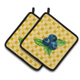 Caroline'S Treasures Blueberries On Basketweave Decorated Pot Holder, 7.5Hx7.5W, Multicolor